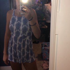 Blue and white romper